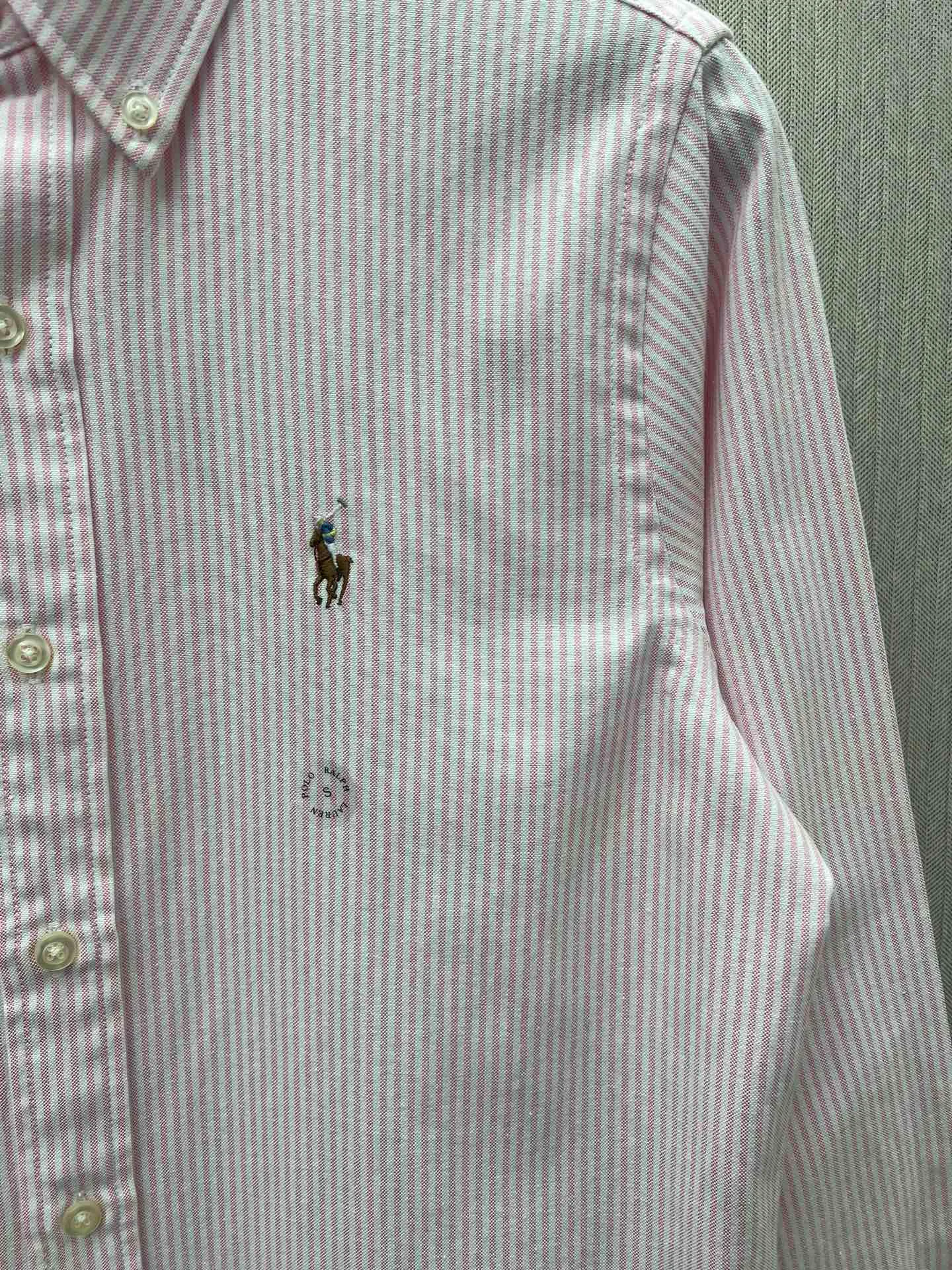 🅿️460 Polo 25ss new Logo embroidered striped square collar casual long-sleeved shirt Men's size: XS.S.M.L.XL.